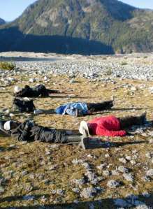 Sleeping on the moss Baird Glacier, Alaska