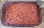 gluten free, lactose free brownies in the pan
