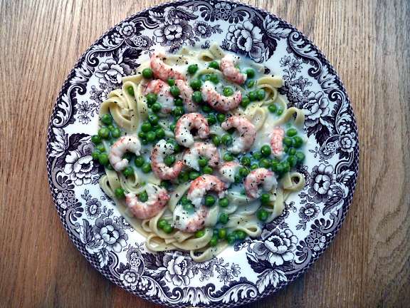 shrimp pasta with lavender pepper