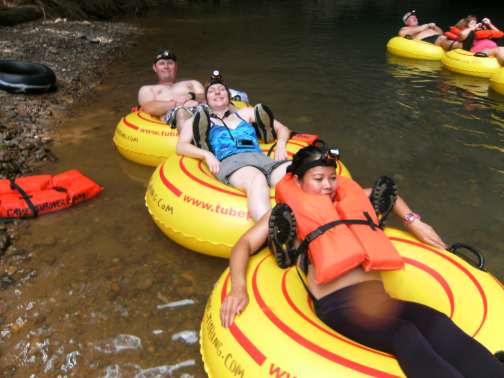 start of cave tubing ready to go cave tubing