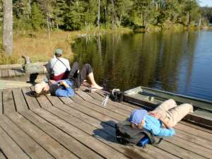 Sleeping on the dock2 Trail from Ideal Cove
