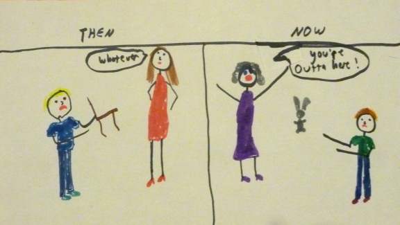 children throw things at teachers cartoon