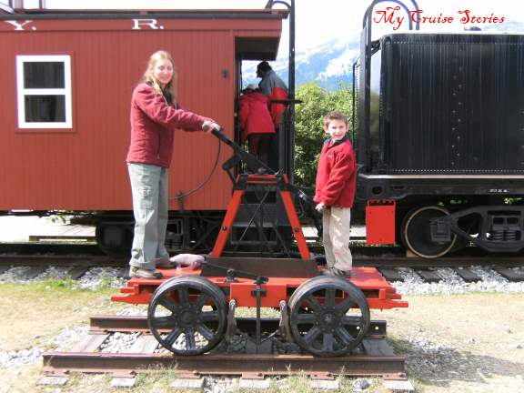 hand cart train display in Skagway