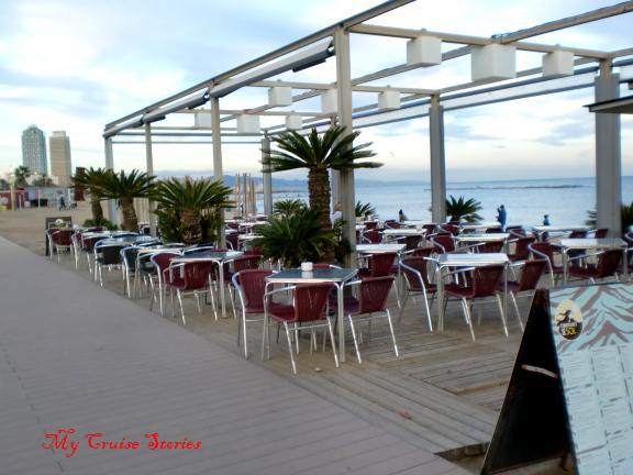 boardwalk cafe, Barcelona, Spain