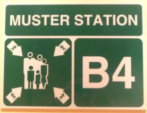 cruise ship muster station sign