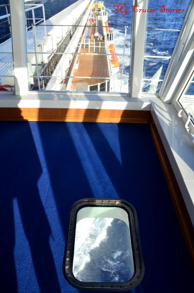 window in the floor of the bridge on Carnival Breeze