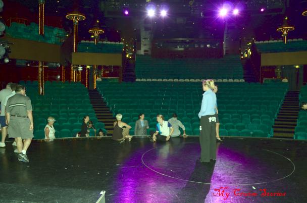 cruise ship performers rehersing