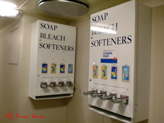 soap and fabric softner vending machine on cruise ship