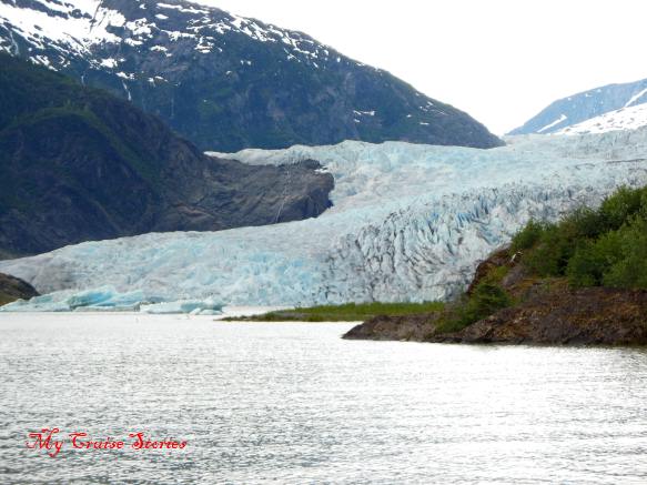 Mendenhall Glacier flows into Mendenhall Lake