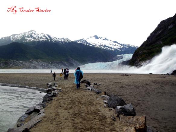 end of the trail to Mendenhall Glacier
