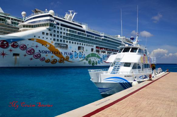 shore excursion boat waiting for passengers