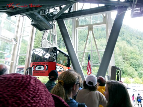 a crowd waits to get on the Mt Roberts tramway