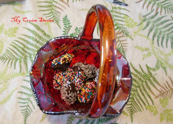 Easter basket full of homemade candy Easter eggs