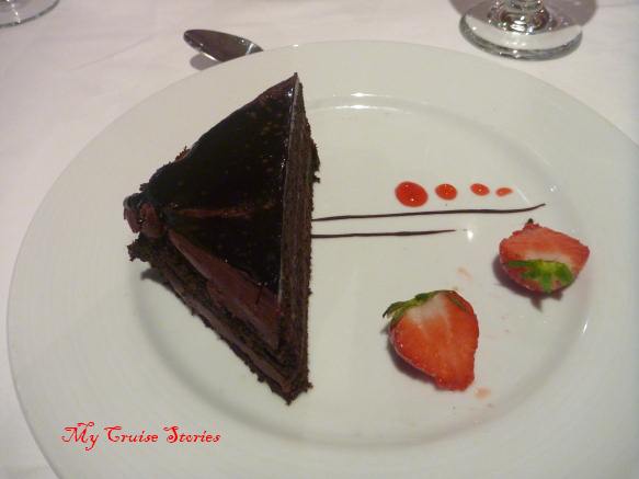 cruise ship chocolate cake on Carnival Breeze