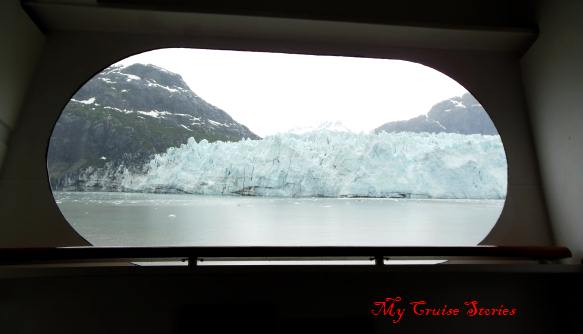 porthole view of glacier