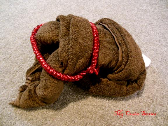 decorating the towel reindeer