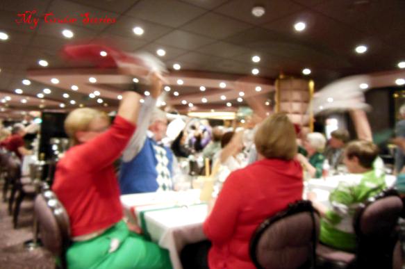 most passengers wore the colors of the Italian flag on Italian night