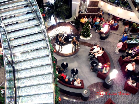 crystal staircases in the atrium on MSC Divina