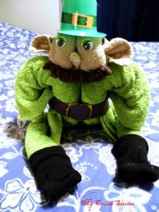 this towel leprechaun is wearing his St Paddy's day green
