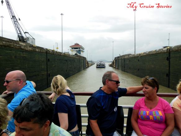 inside the locks at the Panama Canal