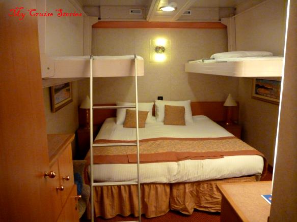 cruise ship cabin with drop down bunks