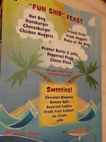 cruise ship children's menu