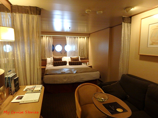 Stateroom with portholes