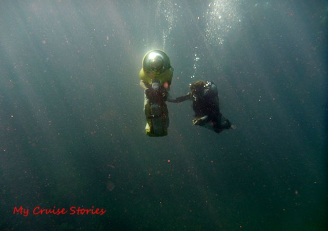 rider on an underwater scooter