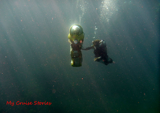 rider on an underwater scooter