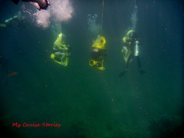 riding scooters underwater