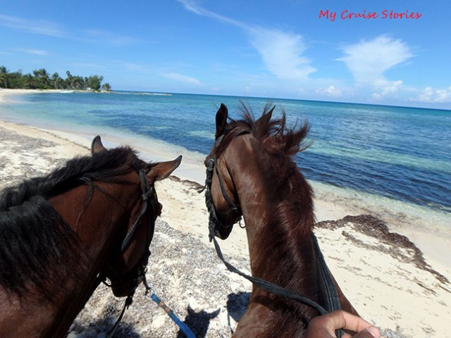 riding horses on the beach