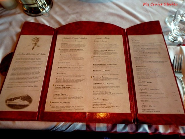 cruise ship menu
