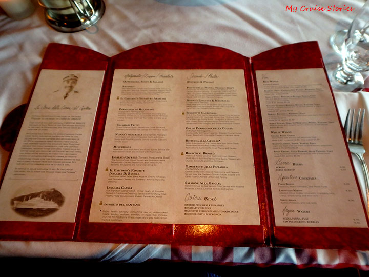 cruise ship menu