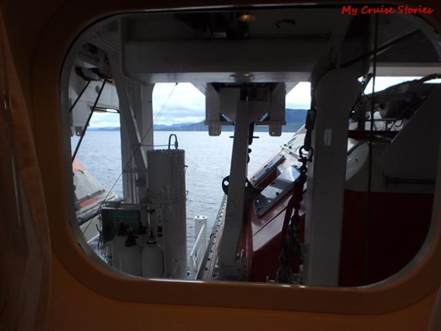 view from behind the lifeboats