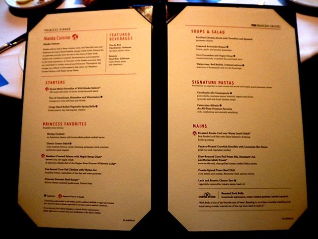 princess dining room menu