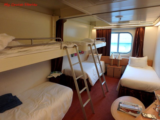 in-line bunks in 5-person cruise ship cabin