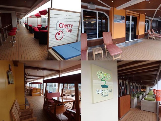 outdoor seating areas on a ship