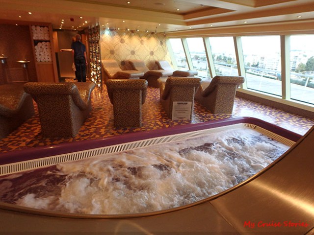 spa pool and heated ceramic chairs