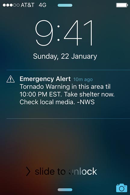 tornado warning from a cell phone