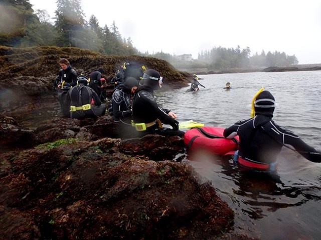 getting ready to snorkel