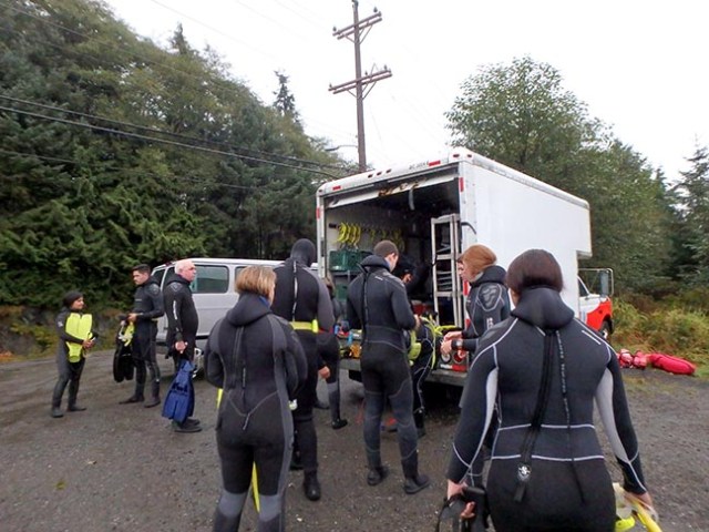 getting ready to snorkel in Alaska