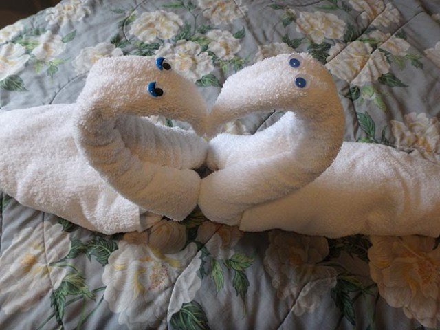 towel swan heart