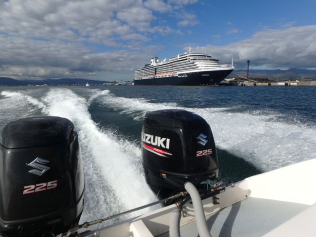 harbor tour past the cruise ship