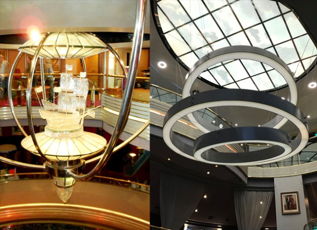 old and new centerpieces to the Westerdam's atrium