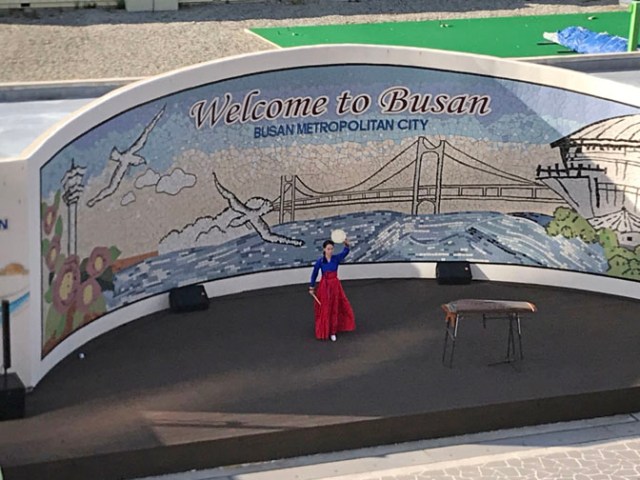 stage next to the cruise dock in Busan