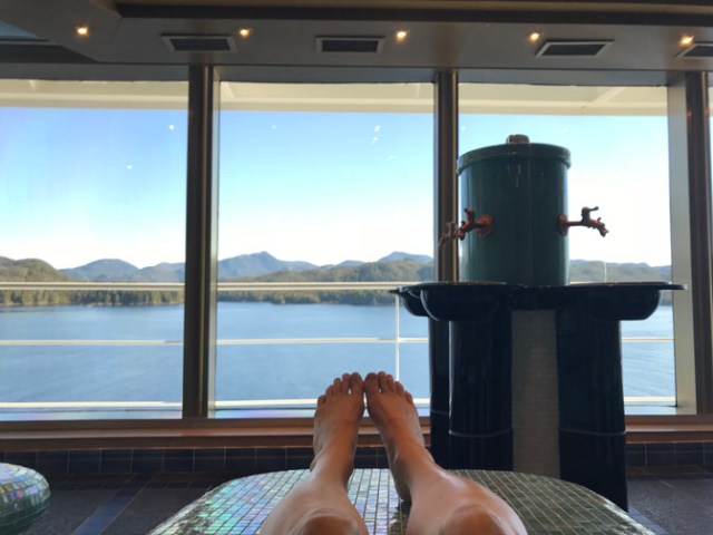 relaxing in the thermal suite